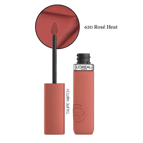 Matte liquid lipstick set, rose nude shade with applicator and tube
