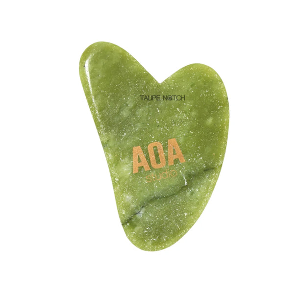 Jade stone gua sha tool, heart-shaped, green