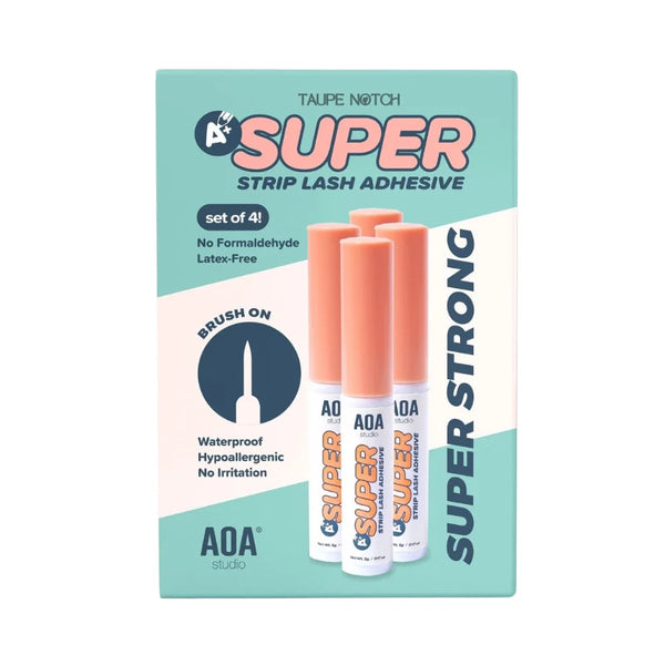 AOA A+ Super Lash Glue strip lash adhesive set, four taupe tubes
