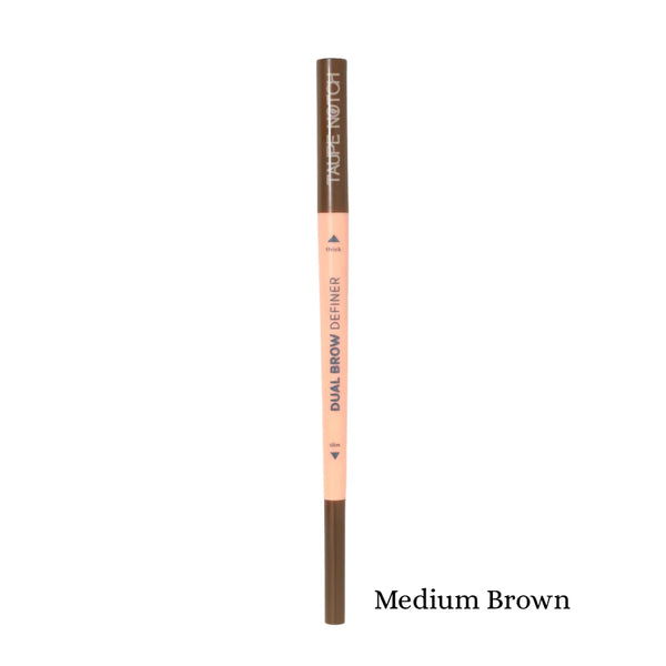 Dual brow definer pencil with medium brown tip and spool end