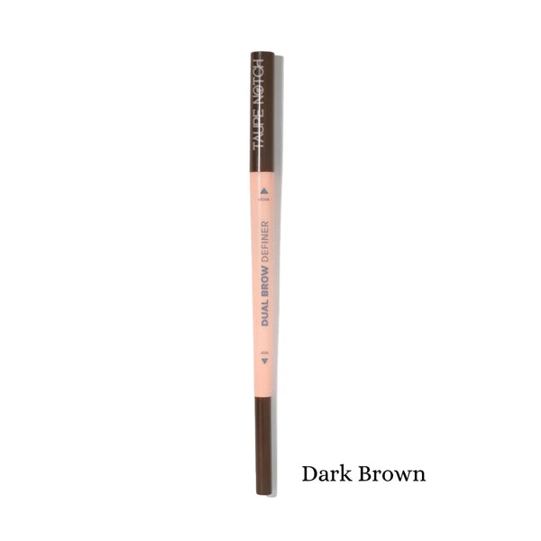Dual brow definer pencil with dark brown tip and spool end
