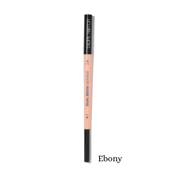 Dual brow definer pencil with ebony tip and spool end