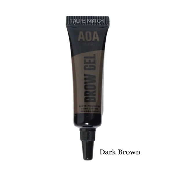 Waterproof brow gel tube in Dark Brown with applicator tip