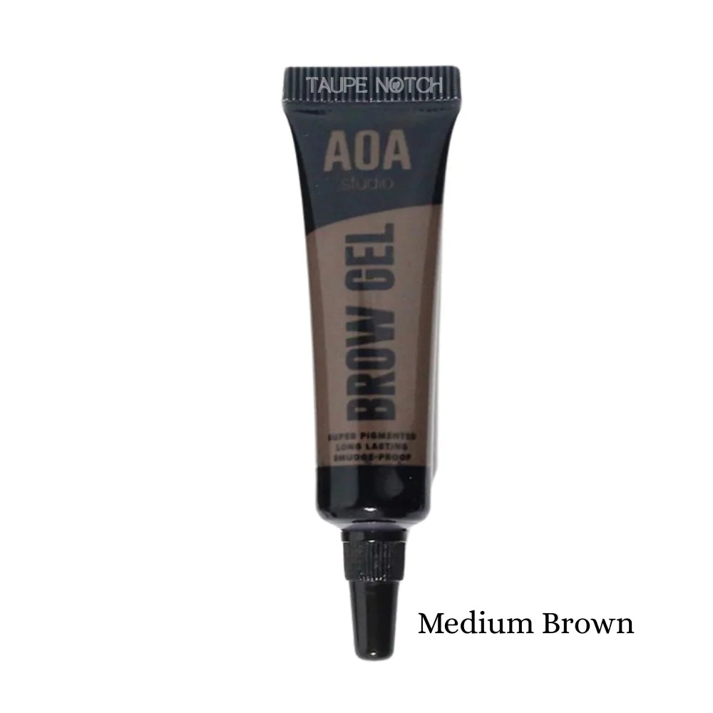 Waterproof brow gel tube in Medium Brown with applicator tip