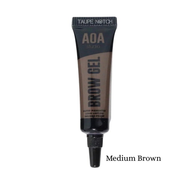 Waterproof brow gel tube in Medium Brown with applicator tip