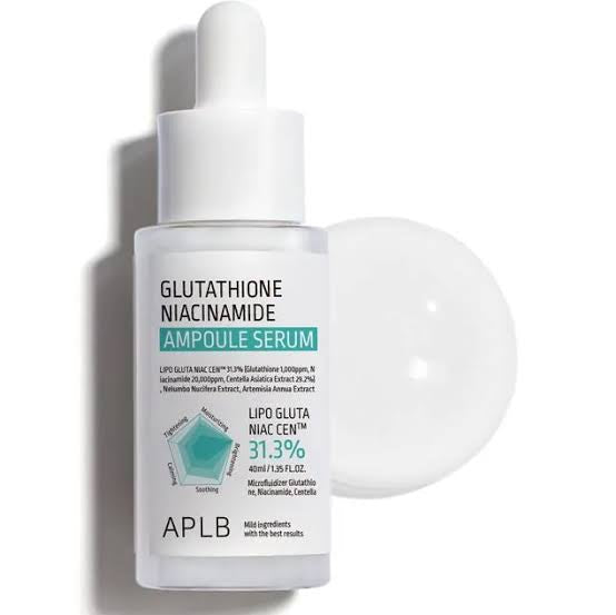 Glutathione niacinamide ampoule serum bottle with dropper, clear glass, label