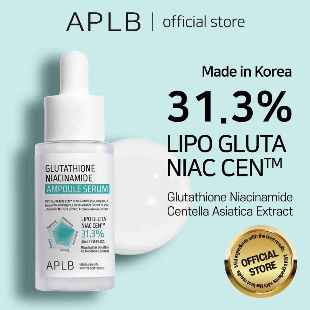 APLB glutathione niacinamide ampoule serum bottle with dropper, 31.3% Lipo Gluta