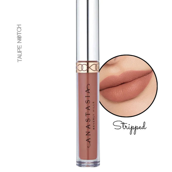 Liquid lipstick, Stripped shade; soft nude mauve liquid lip color in clear tube