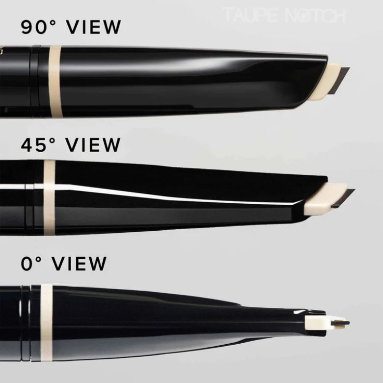 Brow pencil tip shown from side angles for precise brow shaping