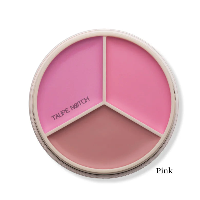 Anastasia magic touch cream blush trio in Pink shade showing three soft pink and blush cream shades in round compact