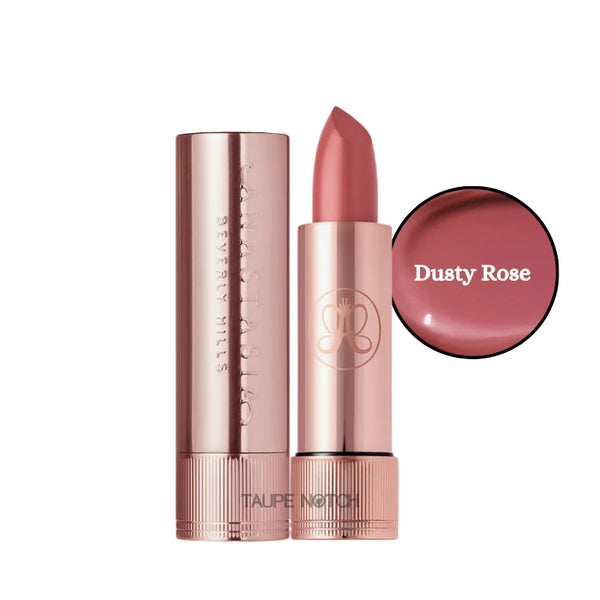 Matte & satin lipstick, Dusty Rose shade with rose-pink bullet and tube