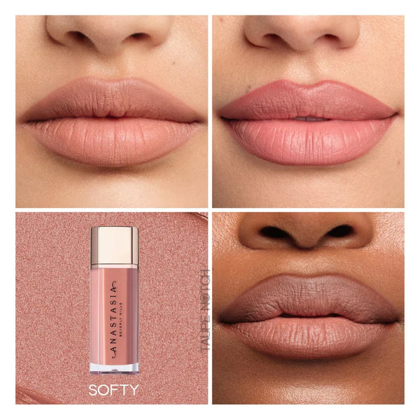 Softy lip velvet mini shade swatches and lip tube on skin