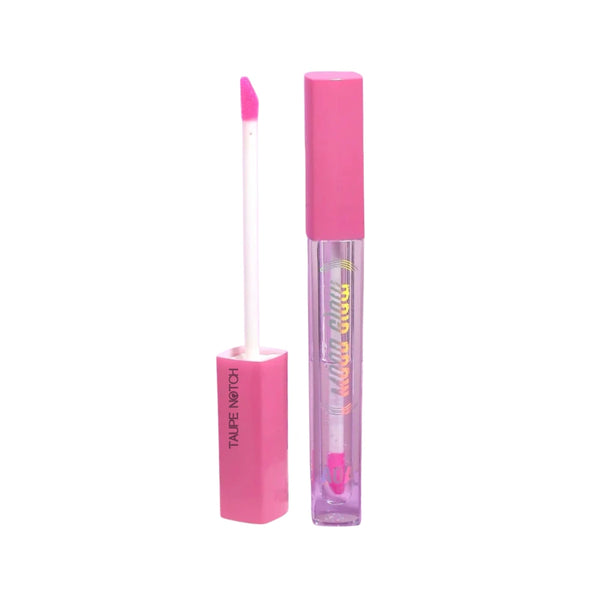 AOA color-changing lip oil with pink applicator and glossy tube