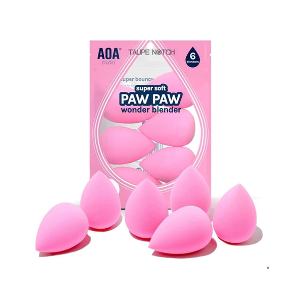 Pink teardrop makeup blender sponges, 6-pack set