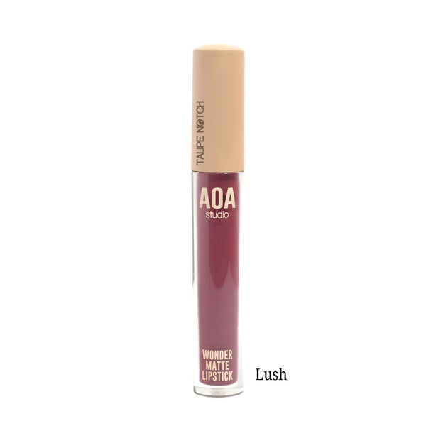 Matte liquid lipstick tube in Lush mauve rose shade