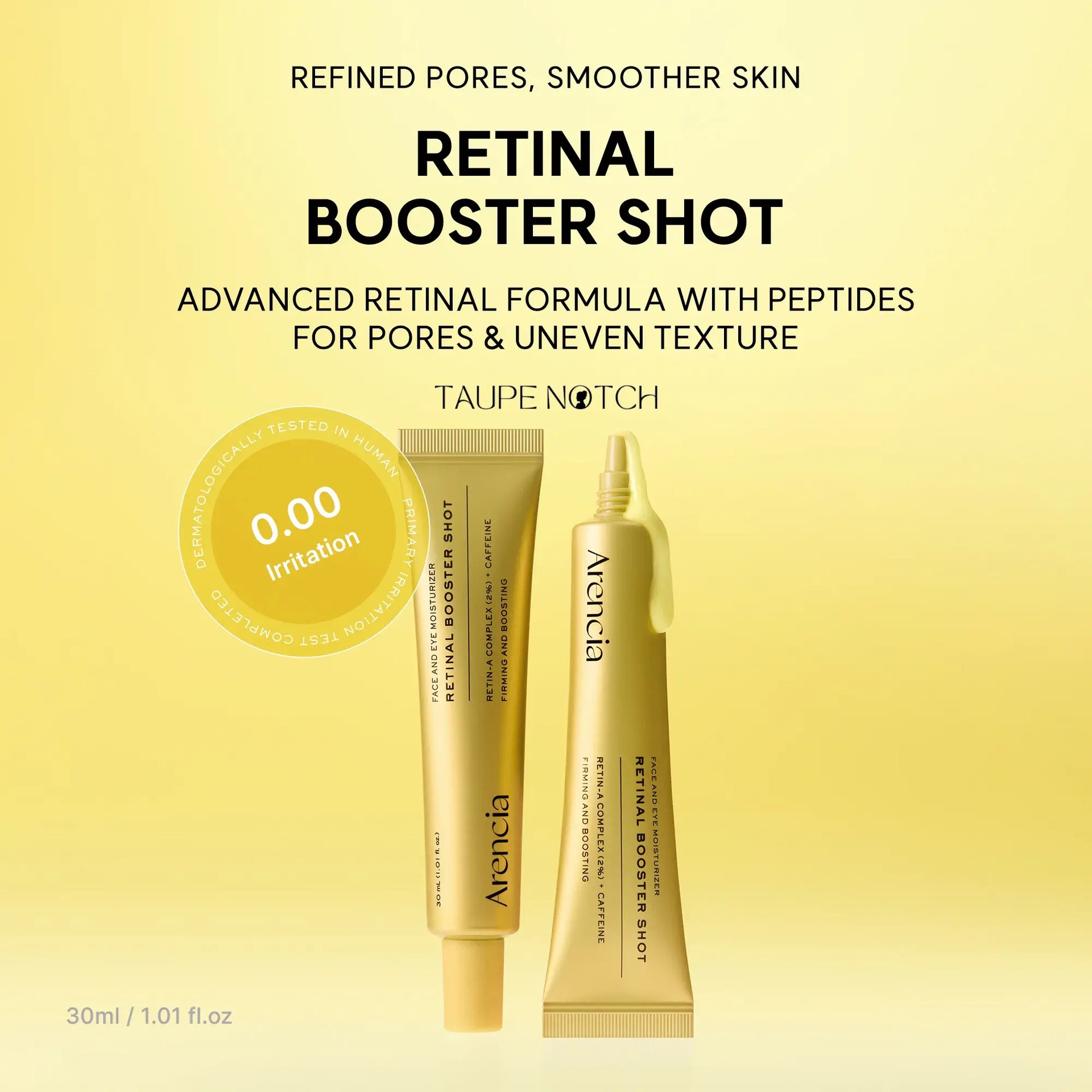 Arencia Gold retinal booster shot tube and foil squeeze pack
