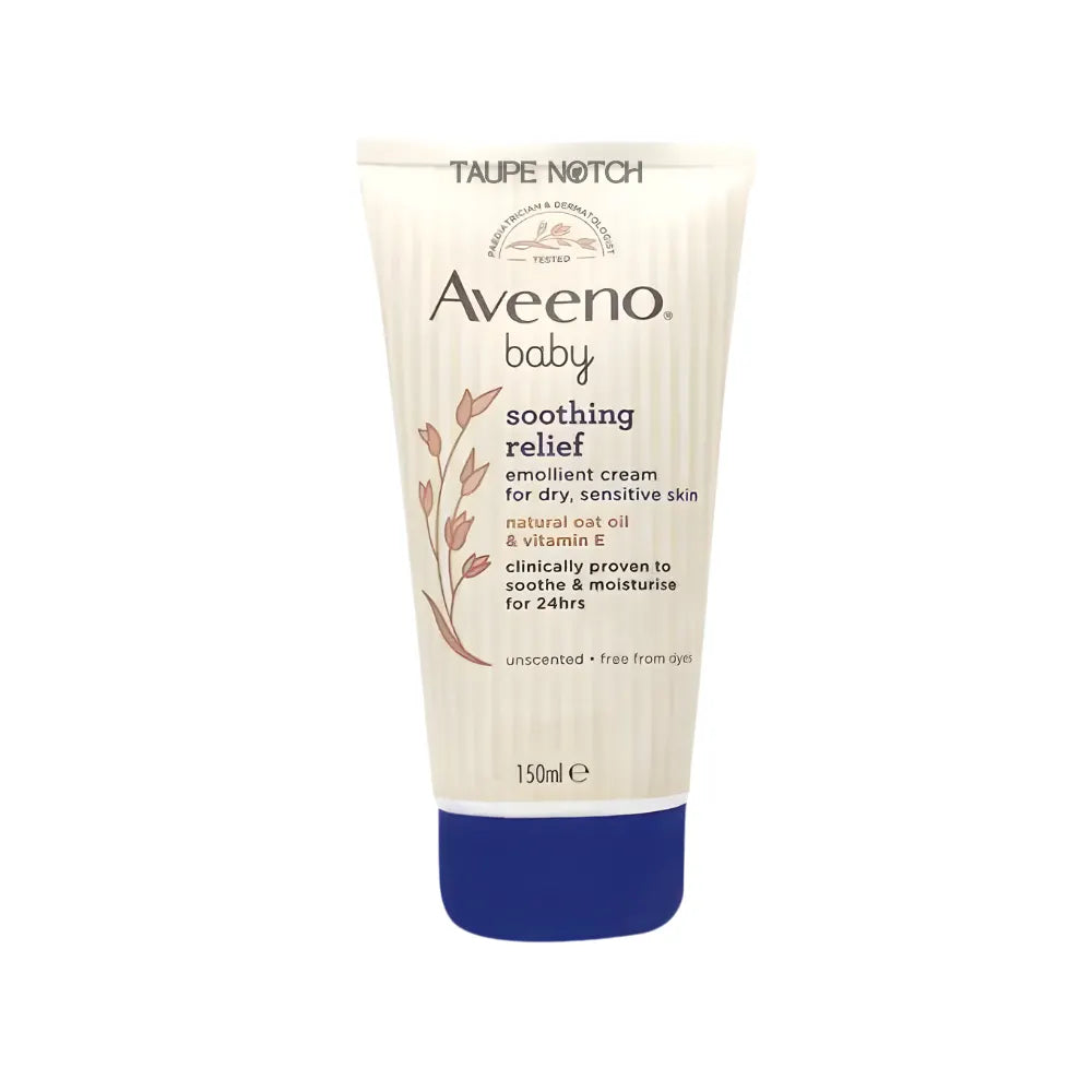 Aveeno baby soothing relief emollient cream tube, 150ml; beige and blue cap