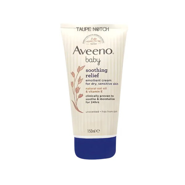 Aveeno baby soothing relief emollient cream tube, 150ml; beige and blue cap