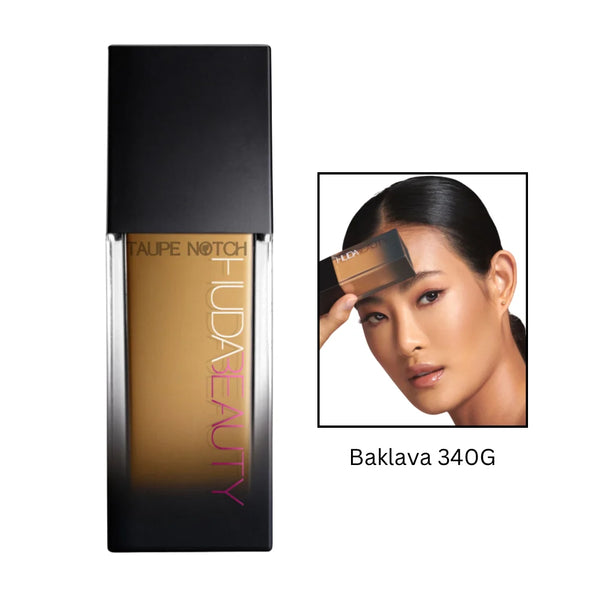 Huda Beauty faux-filter luminous matte foundation bottle, Baklava 340G shade