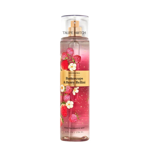 Bath & Body Works fragrance mist bottle, Buttercups & Berry Bellini, 236 mL