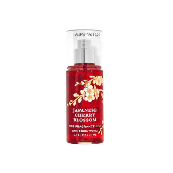 Japanese cherry blossom fragrance mist bottle with white pump, red liquid, 75 ml