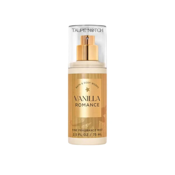 Vanilla romance fine fragrance mist bottle, travel size 75 ml, amber pump spray