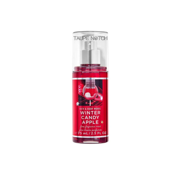 Bath & Body Works travel fragrance mist bottle with red liquid and silver cap