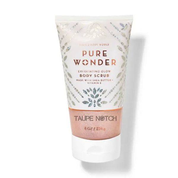 Bath & Body Works Pure Wonder exfoliating glow body scrub tube, 226 g, white and blush