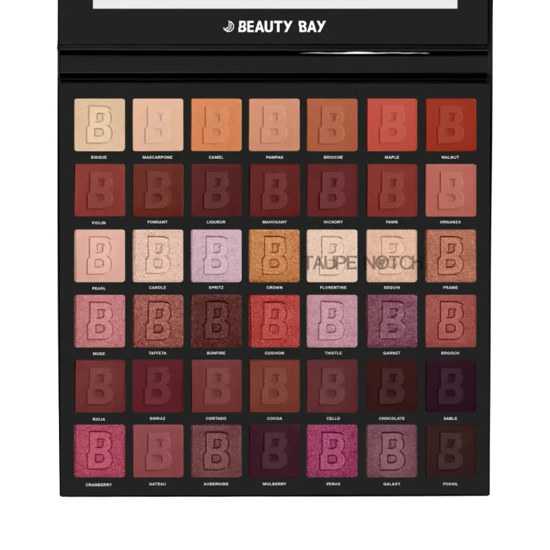 Beauty Bay Rich 42 colour palette showing 42 pan shades in a front grid