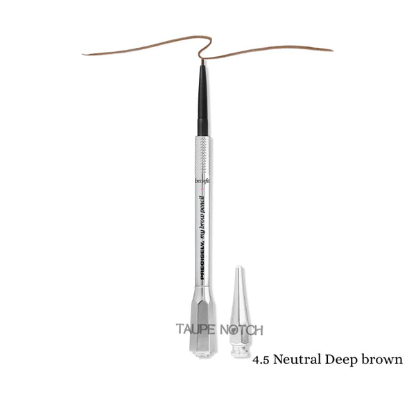 Waterproof eyebrow pencil in neutral deep brown with spoolie applicator