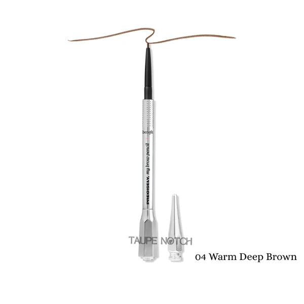 Waterproof eyebrow pencil in warm deep brown with spoolie applicator