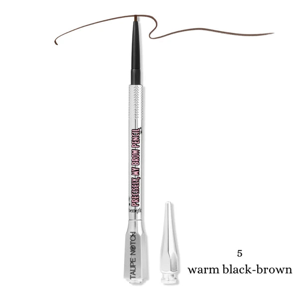 Eyebrow definer pencil with clear tube, black cap, and removable pointed applicator tip.