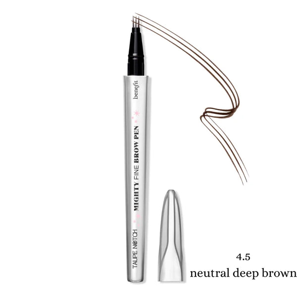 Fine brow pen, shade 4.5 neutral deep brown, swatch line