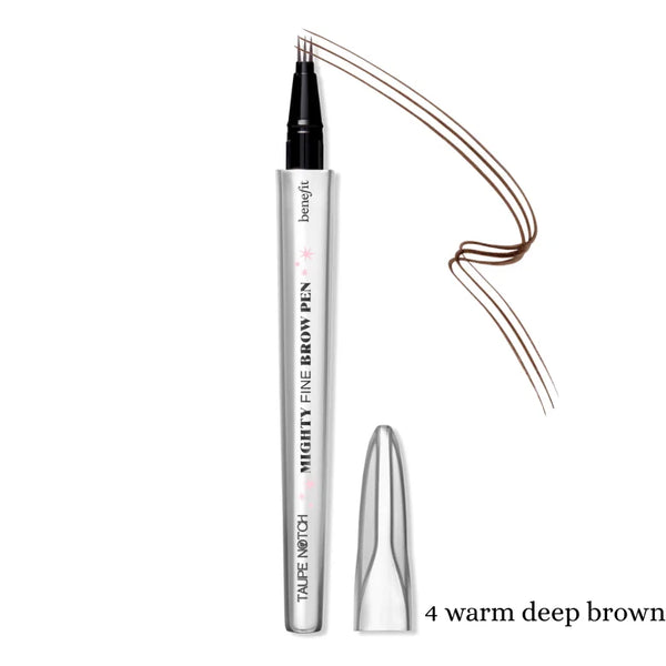 Fine brow pen, shade 4 warm deep brown, swatch line