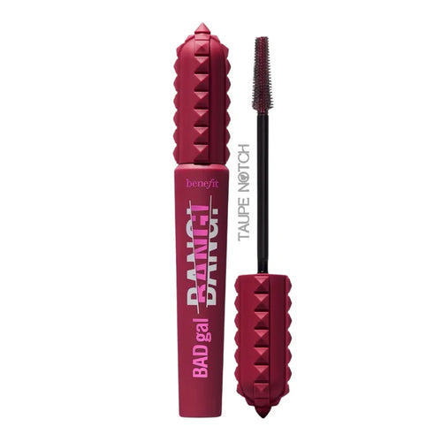 Benefit BADgal BANG volumizing mascara in Wild Plum, tube and wand with ridged applicator