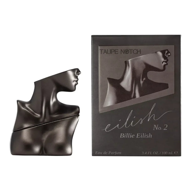 Taupe Notch No. 2 eau de parfum box and dark taupe bust bottle