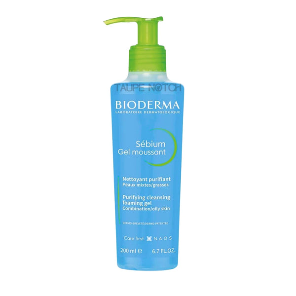 Purifying foaming cleansing gel bottle with green pump, 200 ml