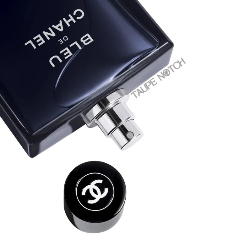 CHANEL BLEU DE CHANEL eau de parfum bottle sprayer with silver ring and black cap top