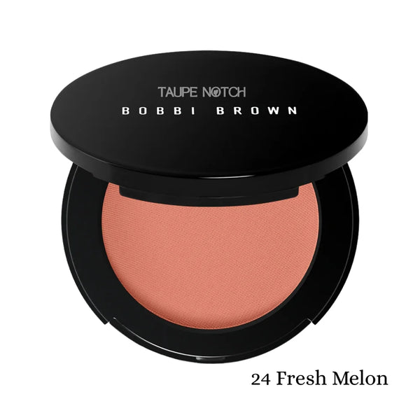 Bobbi Brown Pot Rouge lip & cheek tint pot, peach-coral shade in round compact.