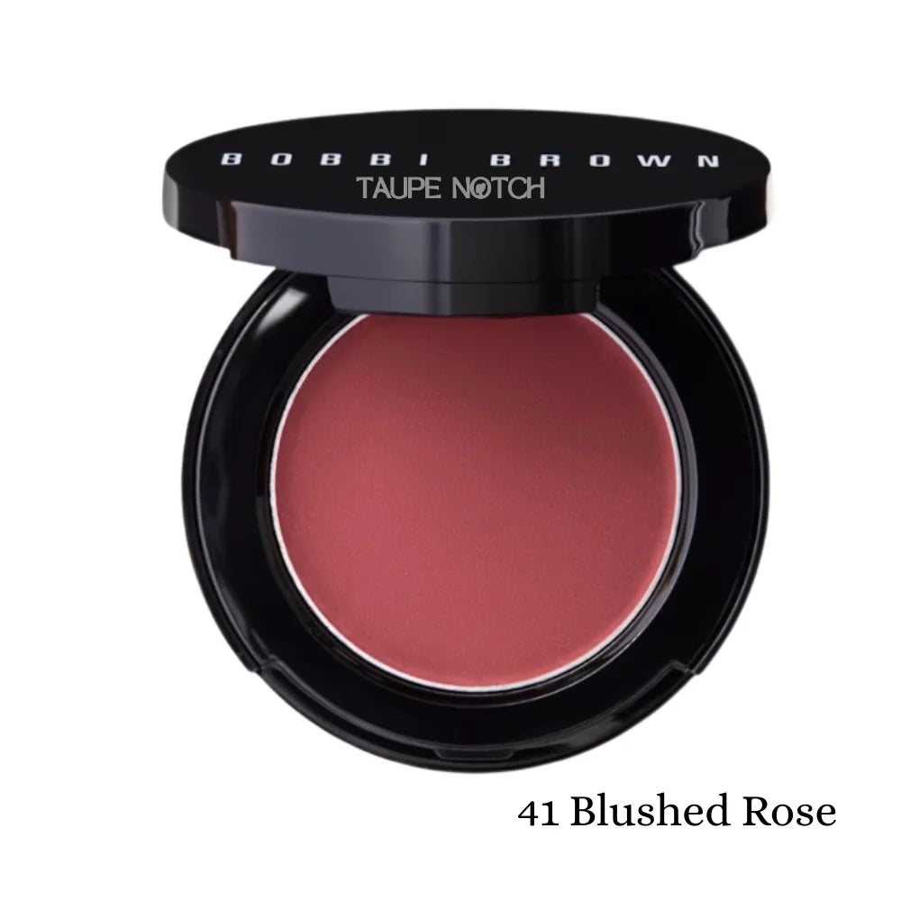 Bobbi Brown Pot Rouge lip & cheek tint pot, dusty rose shade in round compact.