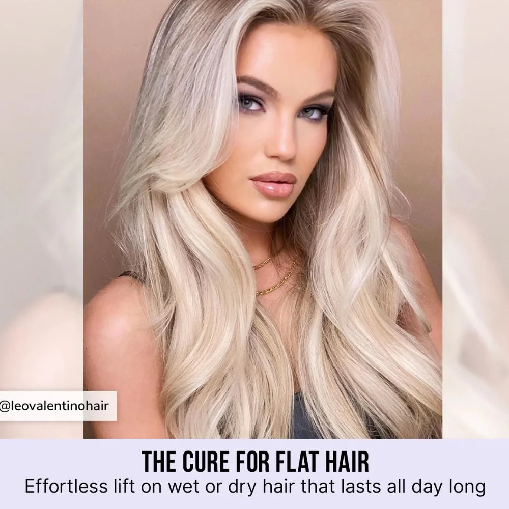Platinum blonde hair with lifted volume at the roots for a fuller look