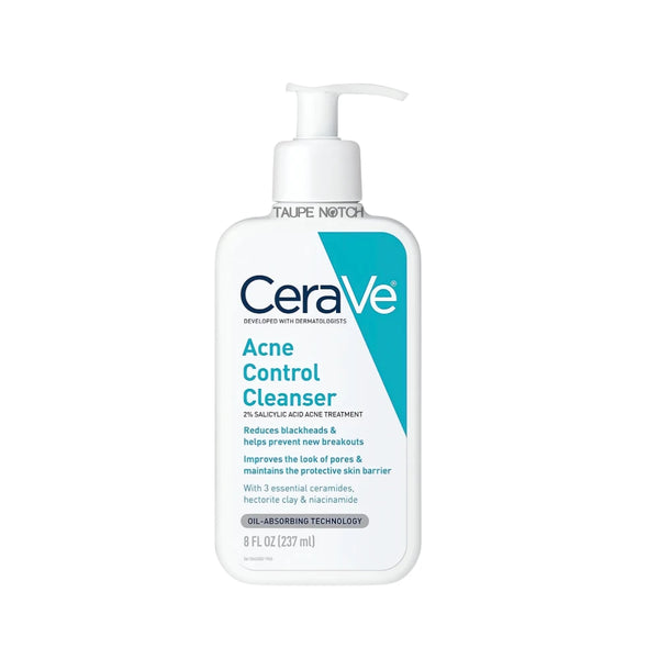 CeraVe Acne Control Cleanser pump bottle with blue label, 8 fl oz.