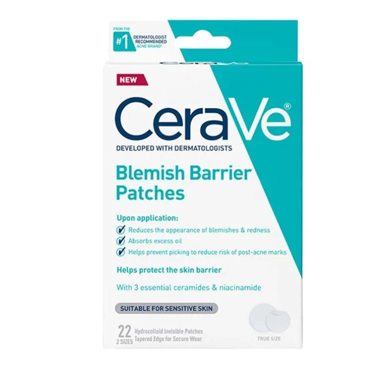 Blemish Barrier Patches box with 22 hydrocolloid spot patches, CeraVe brand