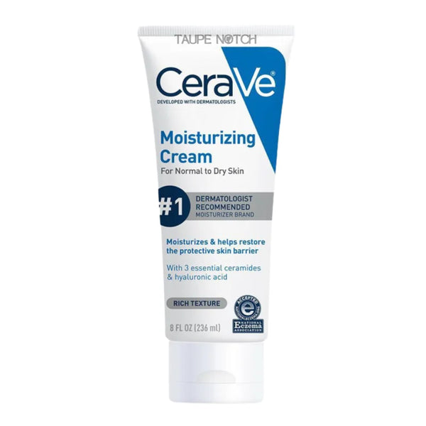 CeraVe moisturizing cream tube, rich texture, 8 fl oz (236 ml), front label view