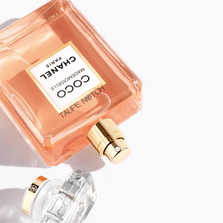 Chanel Coco Mademoiselle Eau de Parfum Intense spray bottle, amber glass and nozzle