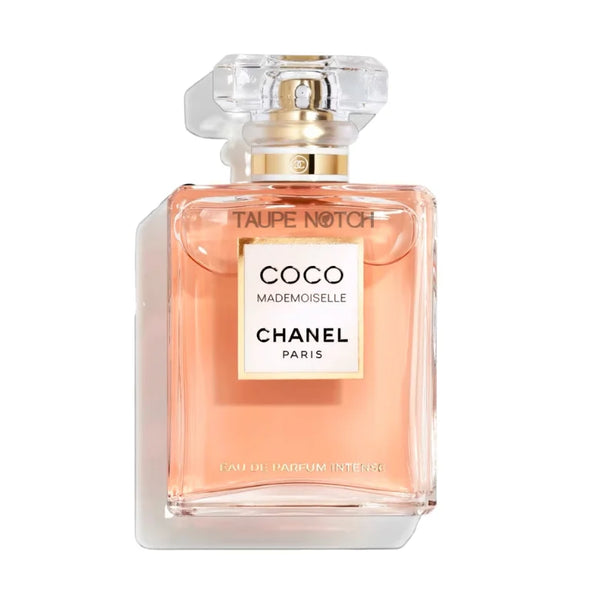 Chanel Coco Mademoiselle Eau de Parfum Intense bottle, golden cap, amber glass