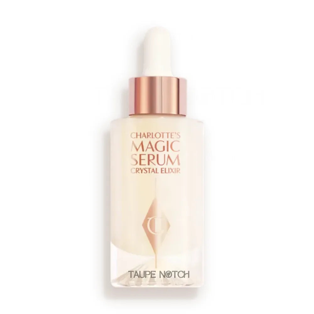 Taupe beauty serum bottle with rose-gold cap and dropper, 30 ml