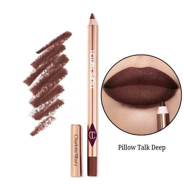 Lip liner pencil in Pillow Talk Deep, deep brown-red tip with swatch