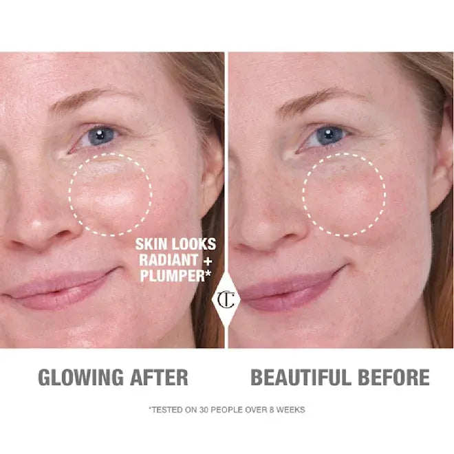 Facial glow comparison on two faces with circular highlight marks