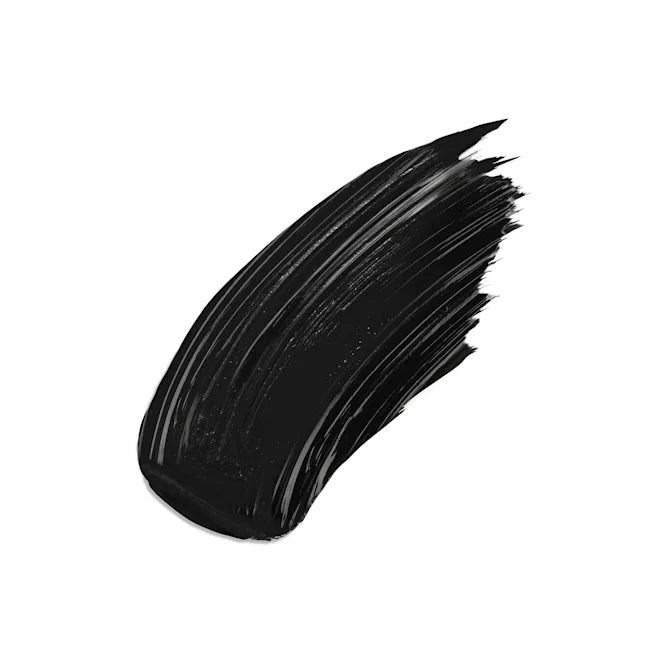 Thick black mascara swatch on applicator wand